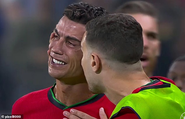 Ronaldo was in tears after missing the penalty in the closing stages of regulation time