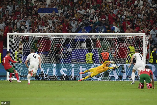Ronaldo's penalty was saved by a superb save from Slovenian goalkeeper Jan Oblak