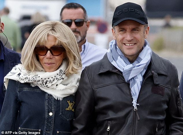 French President Emmanuel Macron and his wife First Lady Brigitte Macron