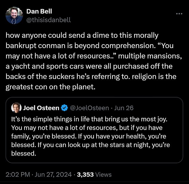 1719880055 935 Millionaire televangelist Joel Osteen is roasted over tweet to his