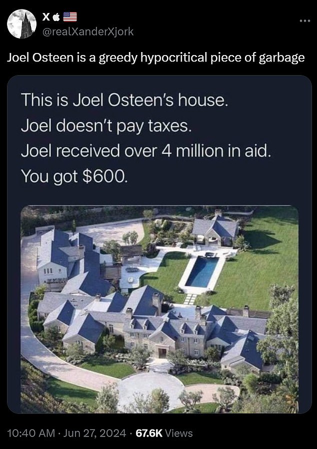 1719880064 151 Millionaire televangelist Joel Osteen is roasted over tweet to his