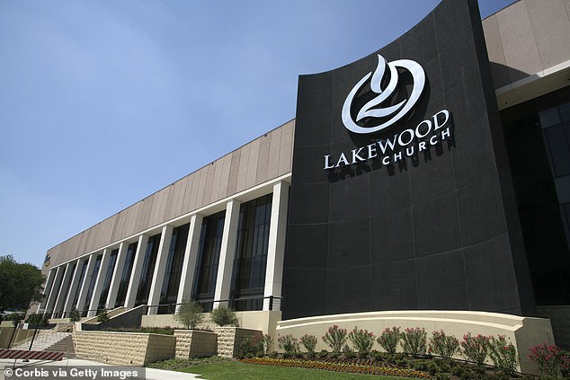 Onlookers were quick to point out the apparent hypocrisy, along with his high-profile status at his megachurch in Lakewood (seen here in Houston), where he serves as senior pastor