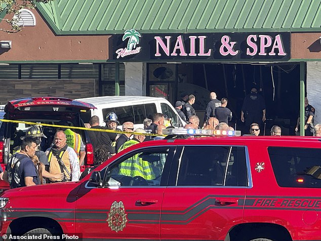 The minivan ended up all the way in the back of the nail salon. It took hours to retrieve it