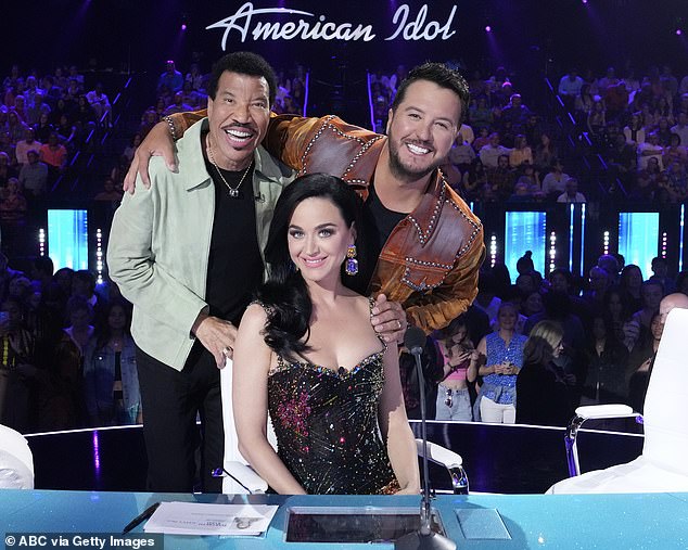 In February, the multi-hyphenate said she would be leaving the reality series American Idol after seven seasons to focus on her career as a singer; seen with Luke Bryan and Lionel Richie in 2023