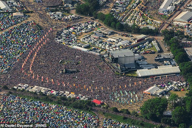 Crowds gather for the five-day festival, making Worthy Farm in Somerset one of the most densely populated places on Earth