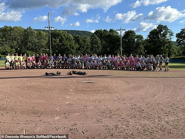Baseball players from local teams in the Upstate New York community gathered to pay tribute