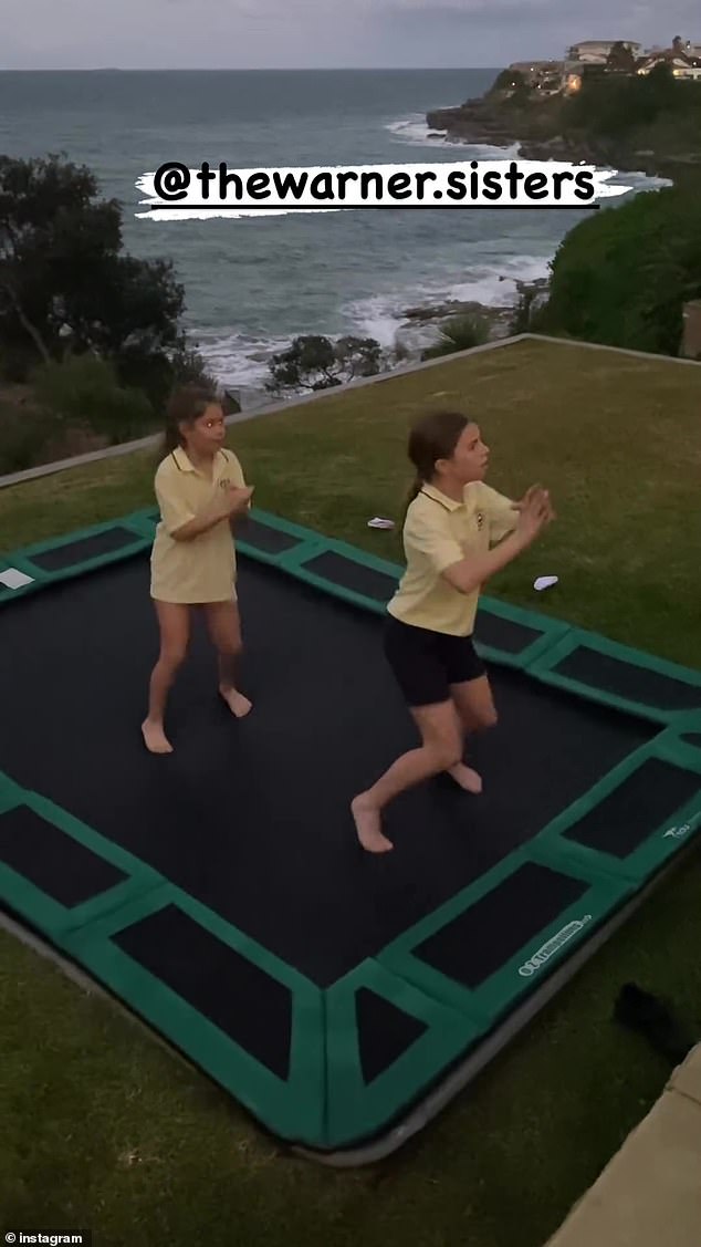 The couple's young children clearly love the seven-story clifftop property, with David sharing a video of his two eldest daughters enjoying the backyard
