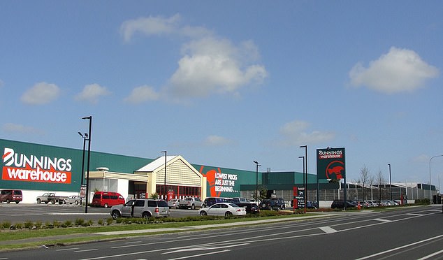 The dramatic incident took place outside the hardware store in Takanini (pictured), about 30km south of Auckland, last weekend
