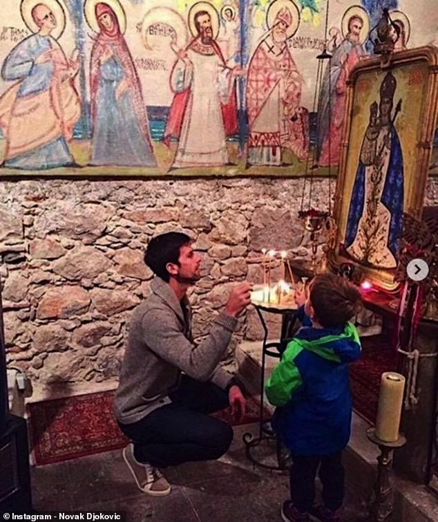 Djokovic (pictured with his son Stefan) is a Christian and a member of the Serbian Orthodox Church