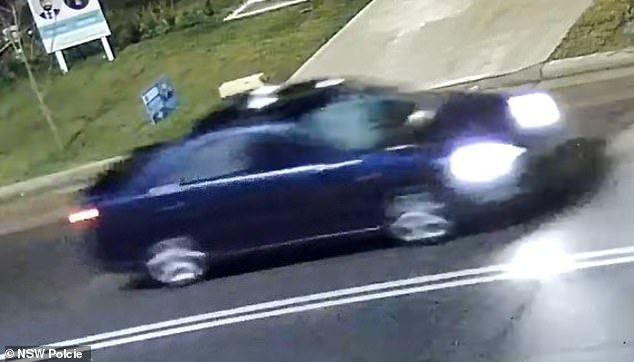 Police have released images of the sedan (pictured) that is believed to have collided with Mr Shrestha and they believe the vehicle is a blue Toyota Camry sedan