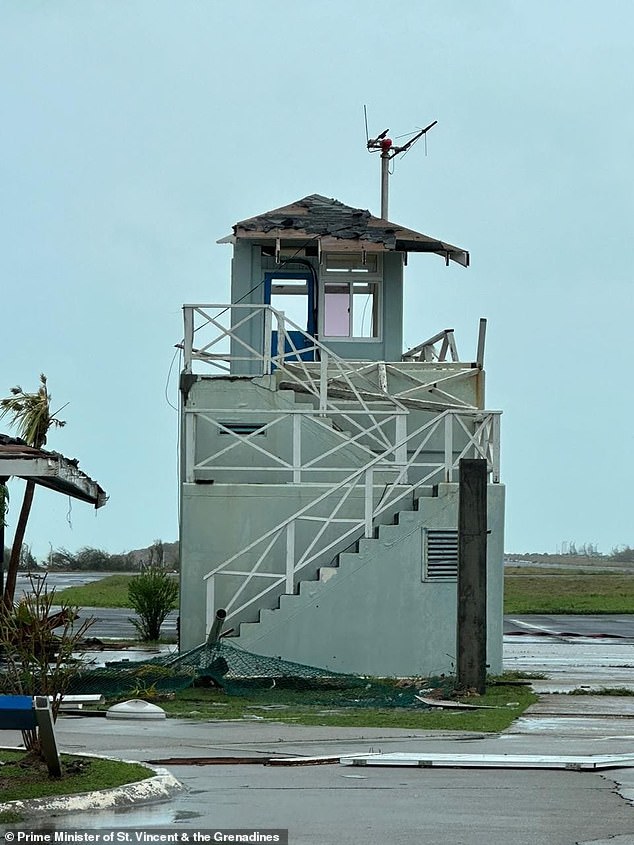 Beryl is expected to weaken on Tuesday but is expected to remain near major hurricane strength as it passes Jamaica on Wednesday. Pictured: Damage on Union Island and the Southern Grenadines