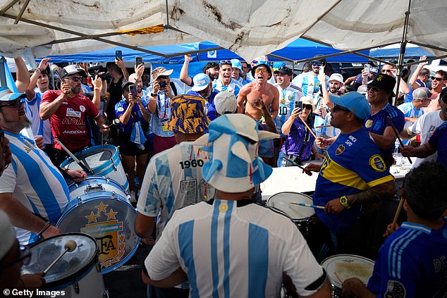 Argentine fans began tailgating at Hard Rock Stadium four hours before kick-off