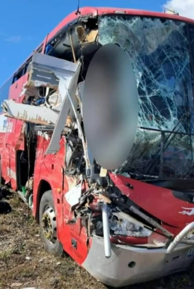 The woman was travelling home from Brisbane when the Greyhound bus collided with an oncoming four-wheel drive towing a caravan on Bruce Highway