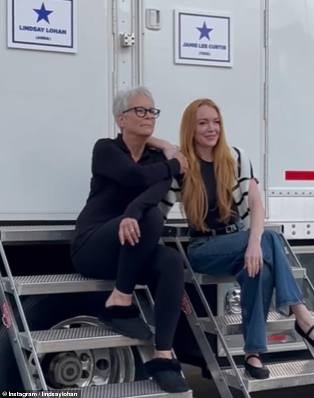 Late last June, Lindsay and Jamie paused for a memorable photo while standing in front of their trailers on the set of Freaky Friday 2