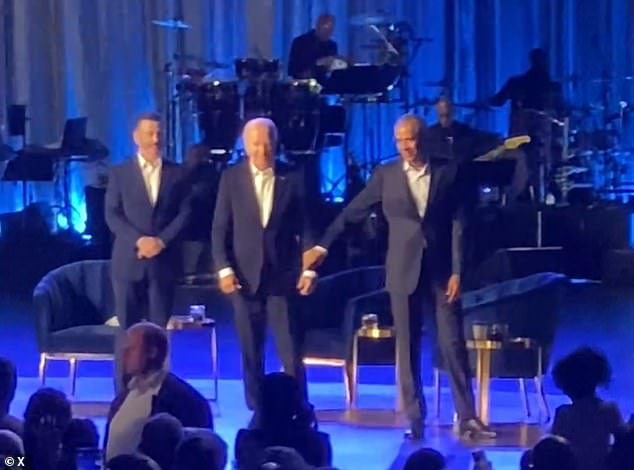 Biden also appeared to freeze at a star-studded fundraiser in Los Angeles last month before being led off the stage by former President Barack Obama