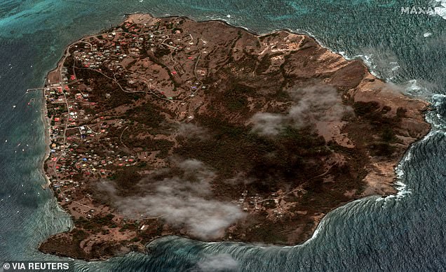 A satellite image shows Petite Martinique before Hurricane Beryl passed Grenada