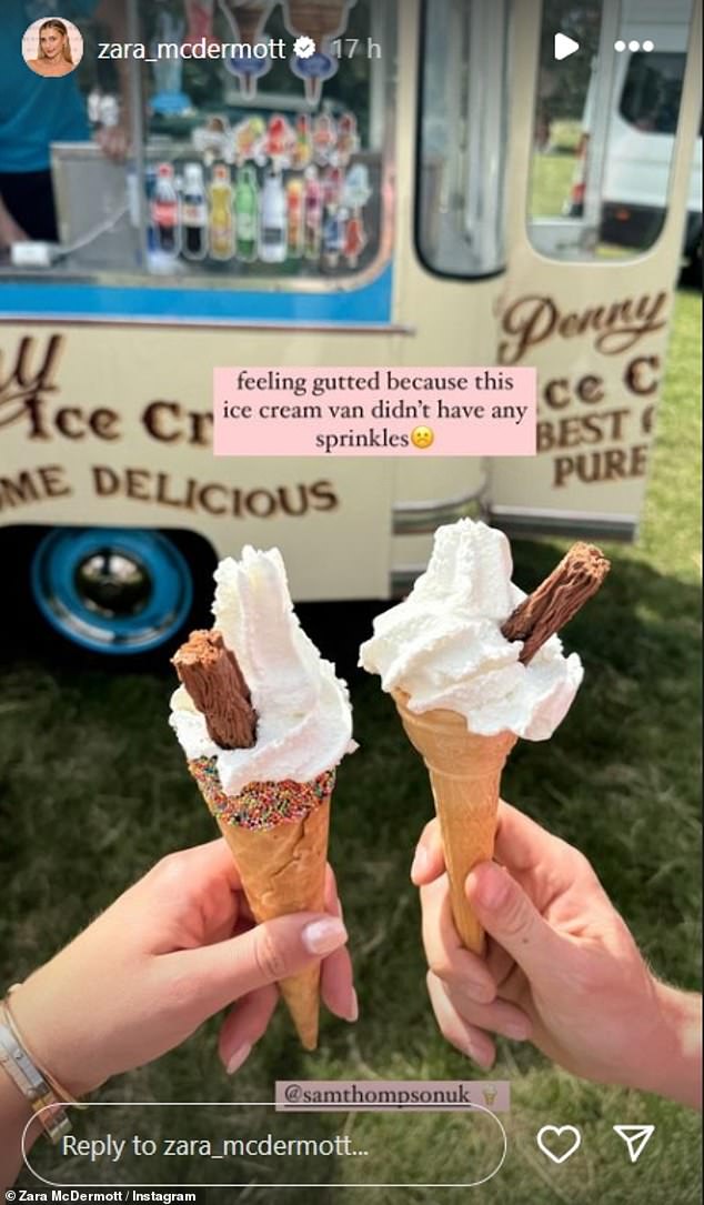 The Love Island star took to her Instagram Stories the same day to reveal that the pair had grabbed two ice creams from a van during their getaway