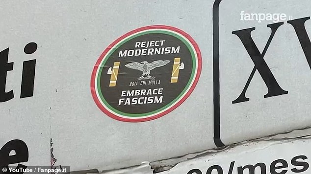 According to Fanpage, hidden camera footage showed members of the movement giving fascist salutes, praising Benito Mussolini, defining themselves as fascists and instructing others to distribute stickers with fascist slogans (pictured).