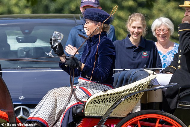 The Duchess was supposed to put the wine glass down at the next stand, but she missed, causing Lady Louise and Prince Edward to laugh