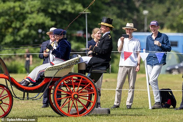 The family were accompanied by Lady Louise's friend Felix da Silva-Clamp (pictured far right)