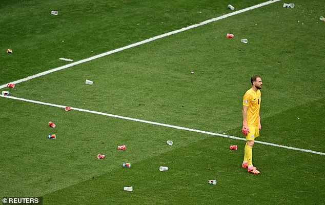 Slovenian Jan Oblak was one of the players who had objects thrown at him