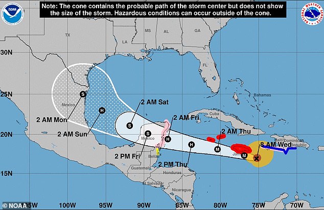 Parts of Texas have now been added to the hurricane forecast cone by the National Hurricane Center