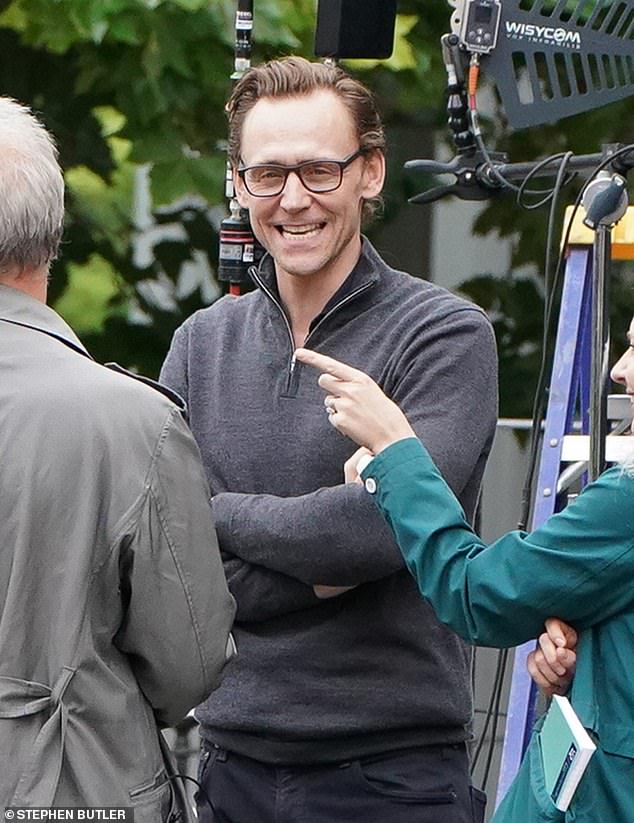 The Thor star was in high spirits as he joined the House actor to resume work on the suspenseful BBC show