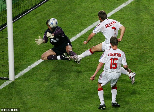 Jerzy Dudek made two saves from Andriy Shevchenko in the Champions League final