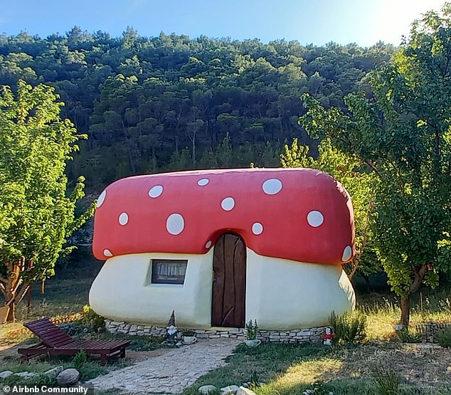 The Mushroom House (above) offers two bedrooms - one with a queen bed and the other with three floor mattresses