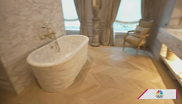 Viewers also got a quick, quick look at Rebecca's lavish marble bathroom