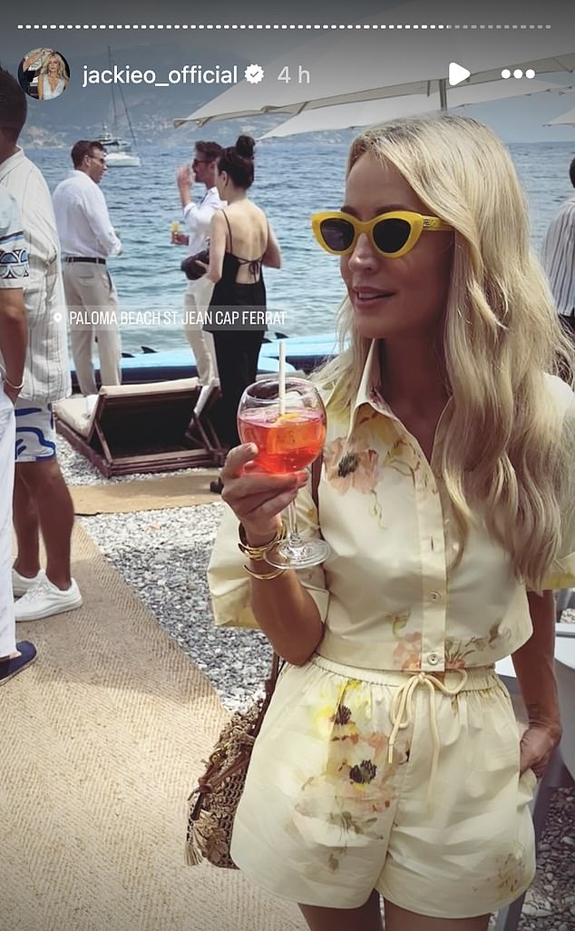In a series of images shared to Instagram, the 49-year-old blonde beauty showed off her petite frame in yellow floral-print shorts as she danced with friends