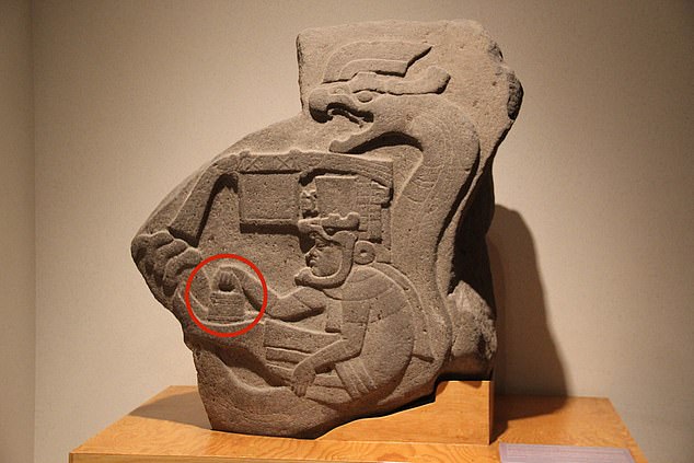 The same motif has also been found in Tula, Mexico, among ruins made by the Toltecs