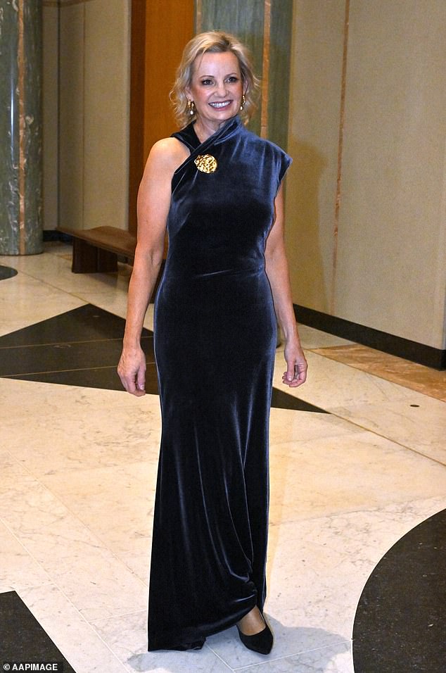 Liberal Party Vice President Sussan Ley Stuns in Tight Velvet Dress by Carla Zampatti