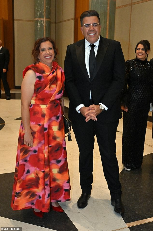 Social Services Minister Amanda Rishworth missed the mark when she arrived in a figure-hugging tie-dye dress. Pictured with Speaker Milton Dick