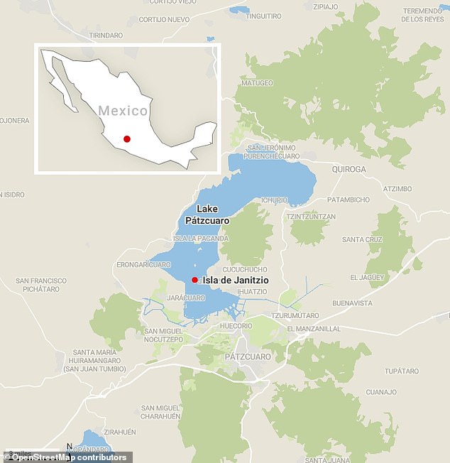 A map of Mexico's Lake Patzcuaro, where the shipwreck and ritual bones were discovered