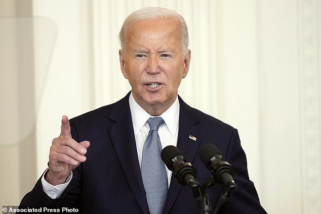 President Joe Biden speaks during a Medal of Honor ceremony at the White House in Washington, Wednesday, July 3, 2024