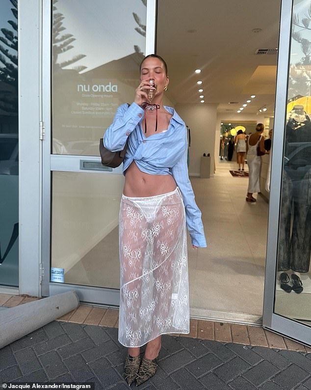 Alexander runs her own fashion brand called In My Moods, which she co-owns with her hockey buddy Nathan Ephraum. Pictured: The influencer, who has 297,000 followers, put on a bold show at an event in Perth earlier this year