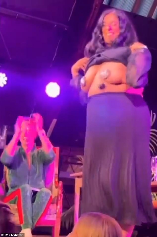Lubna Jaffery, the country's Minister of Culture and Gender Equality, was presented with the 'Gay Mom 2024' award in the Norwegian capital. As she walked on stage to thank the audience for the award, she lifted her top to reveal her breasts, which were only covered by nipple tassels