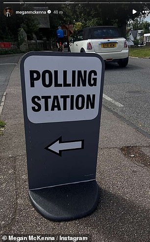 She shared a photo of the polling station sign