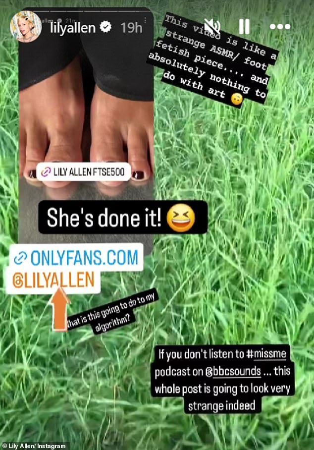 Lily shared the news that she had officially launched her Only Fans on her Instagram Story, posting the link to her page along with a photo of her painted toes