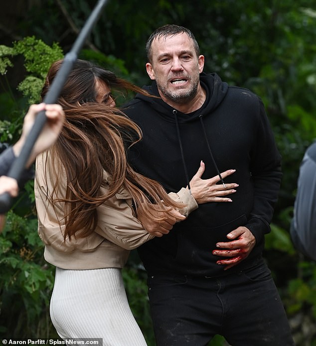 The villain was seen clutching his wounds after an attack, as his on-and-off lover Mercedes McQueen ran to his side and helped him