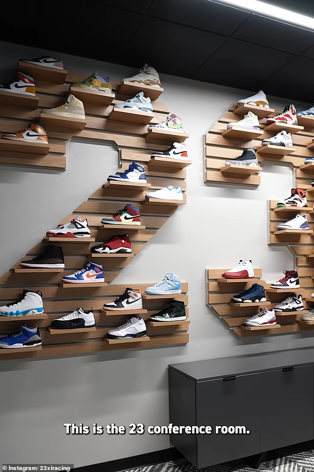 The stunning facility includes ping pong, air hockey and stacks of his signature sneakers