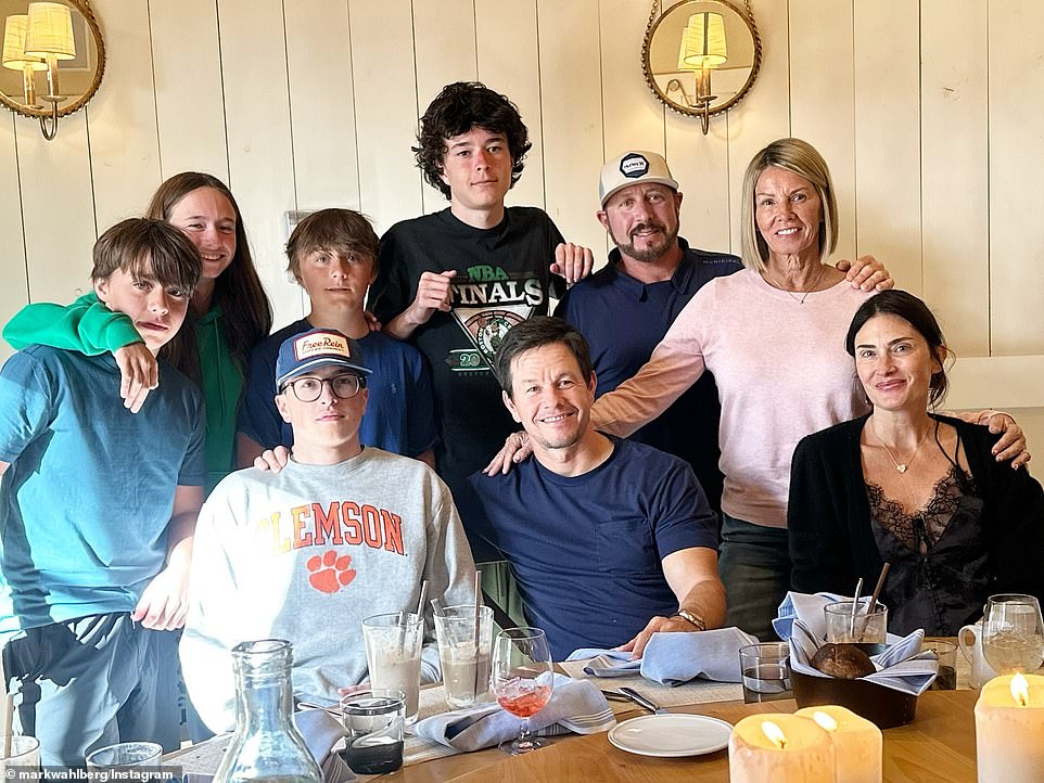 Mark Wahlberg was spotted in a group photo with his family, writing in his caption, 
