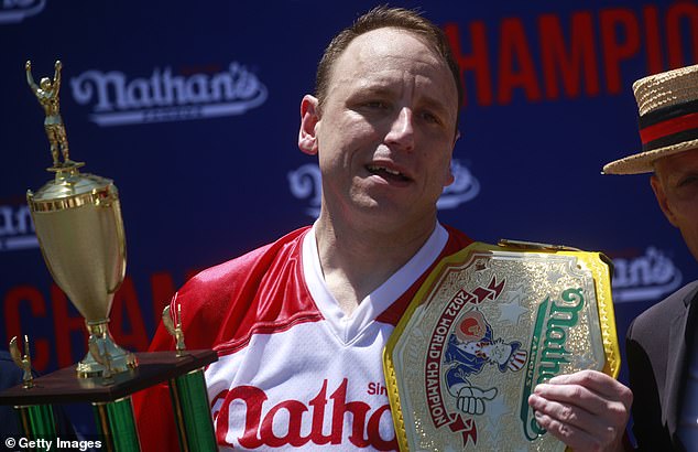 Last year's winner of the men's race - Joey Chestnut - has been ruled out due to sponsorship issues
