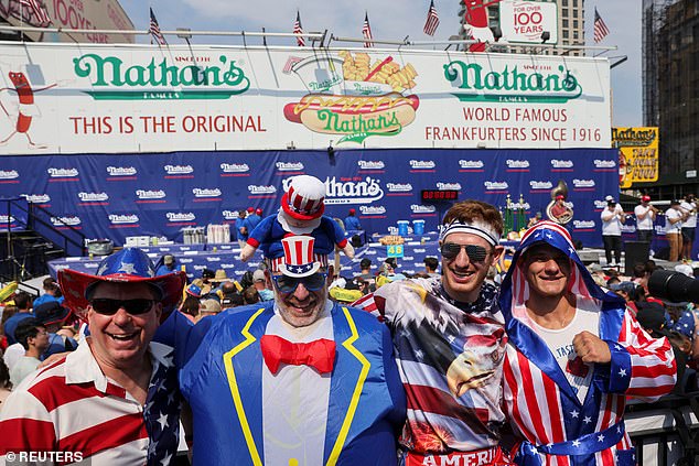 Others preferred to show their patriotism by dressing up as Stars and Stripes and Uncle Sam