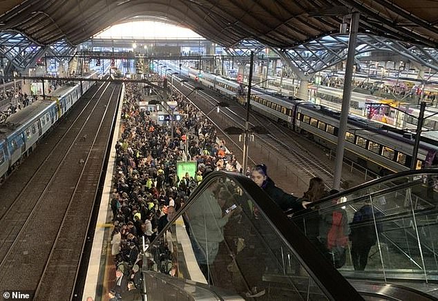 The incident caused major delays at train stations in the CBD (pictured: Southern Cross Station)