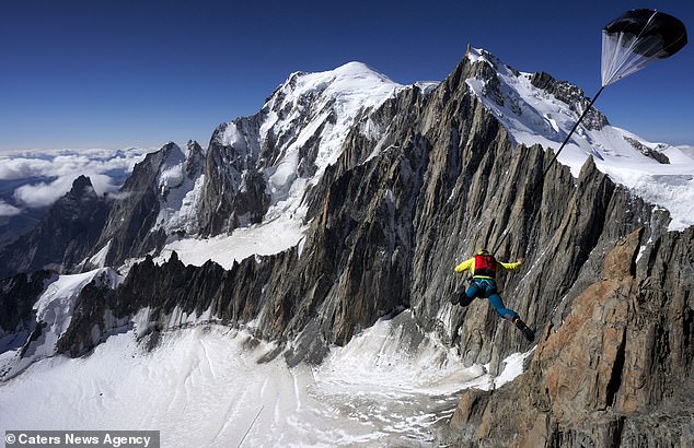 Howell jumps from the top of Mont Blanc - the highest peak in the Alps