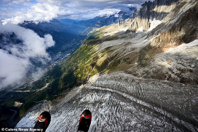 Howell's view from the top of Mont Blanc, just before he made his amazing jump