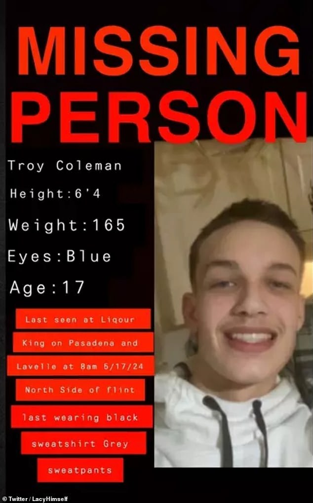When Troy disappeared in May, his father said he was not a dangerous person, but that he suffered from hallucinations and was taking medications he did not need.