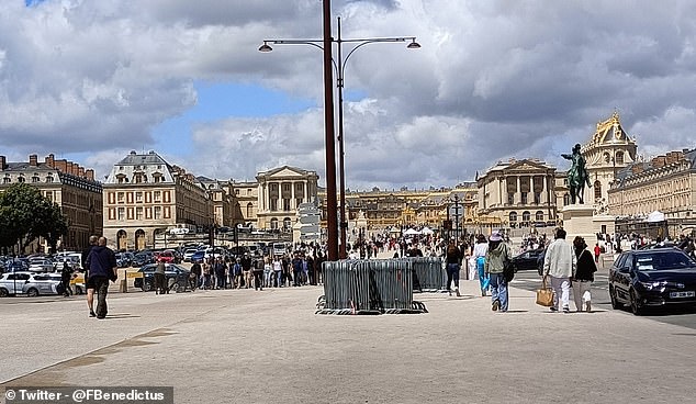 Officials warned visitors to leave the area and said: 'There is an intervention underway at the Palace of Versailles'